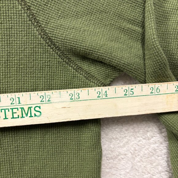 Y2K Old Navy Shirt Mens XL Green Waffle Knit Long Sleeve Vintage Fit Graphic - Picture 5 of 7
